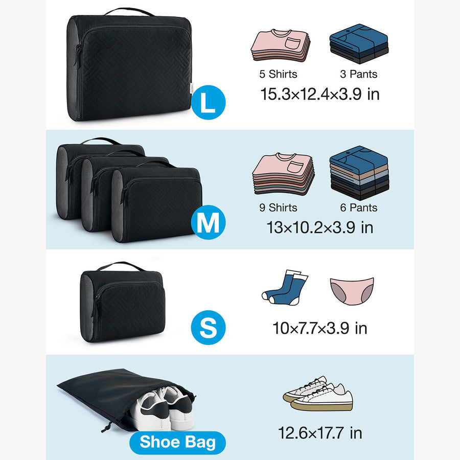 6 PCS Packing Cubes for Suitcases Organizer
