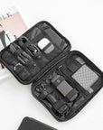 Man's Black Double-Layer Travel Electronic Organizer