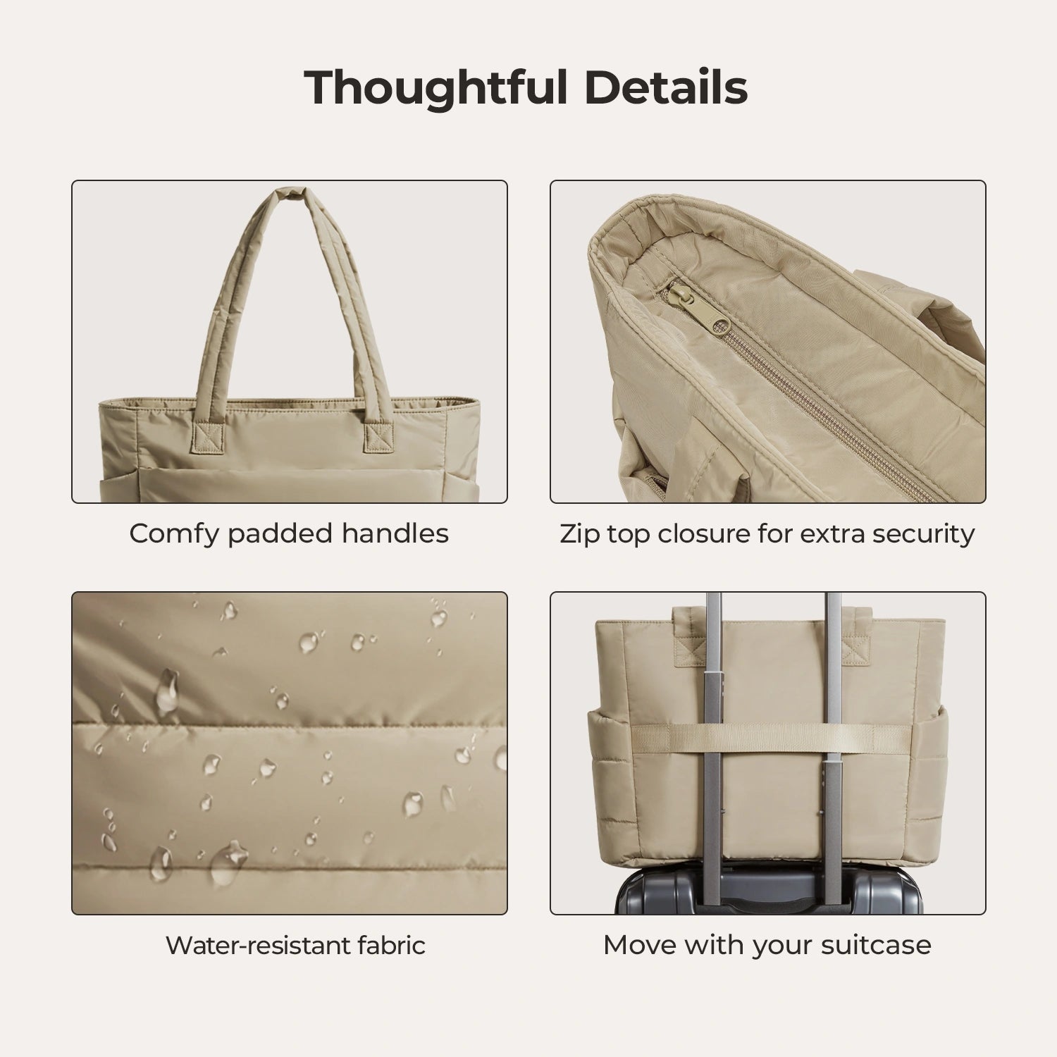 Bagsmart 20L Puffy Tote Bag with 15.6" Laptop Compartment