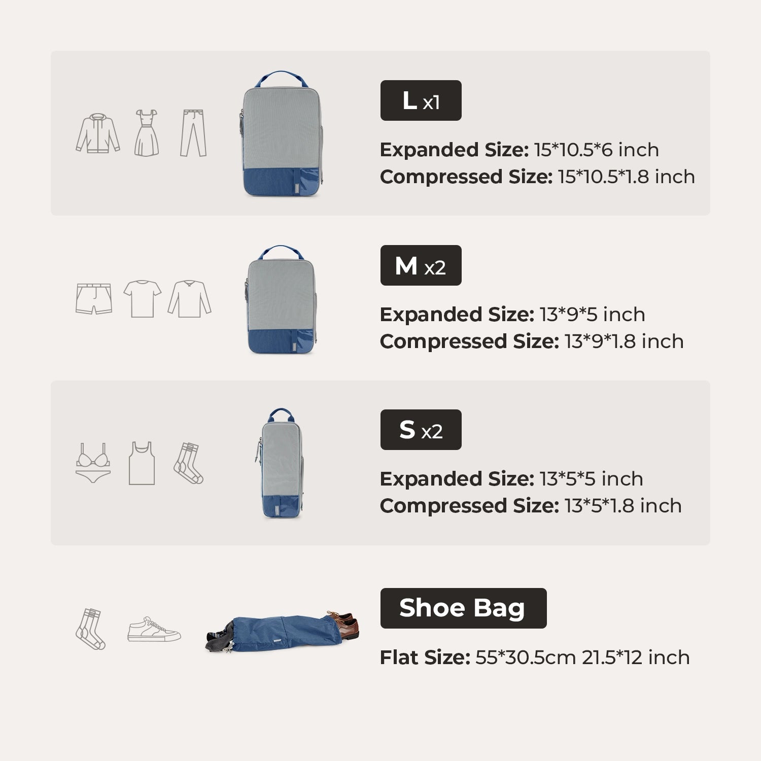 Bagsmart Compression Packing Cubes