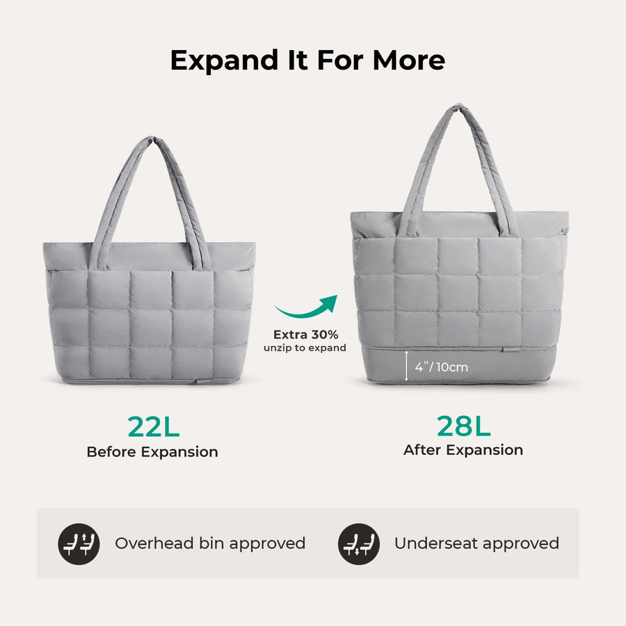Bubble 22L-28L Expandable Puffer Travel Tote Bag