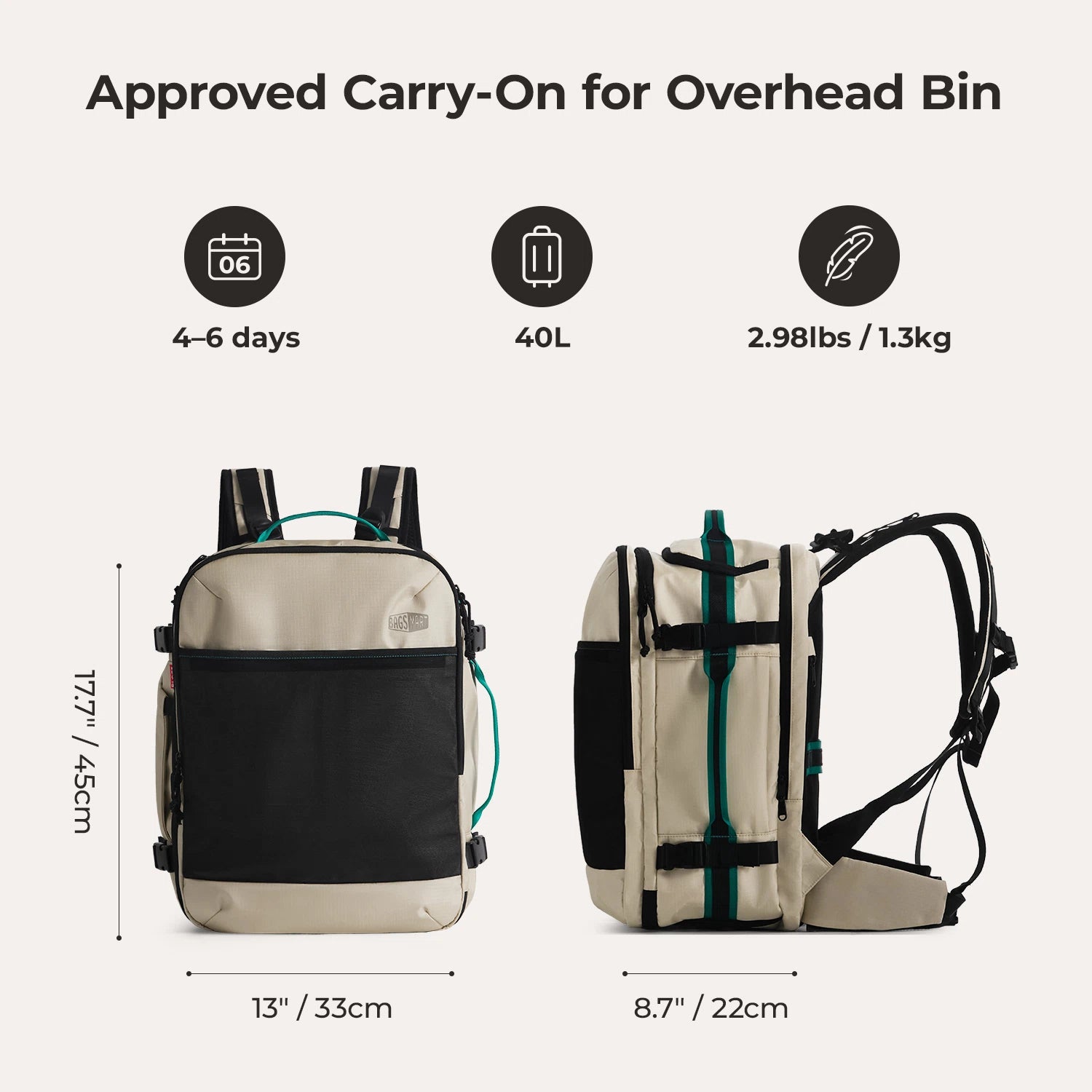 Blast 40L Quick-Access Travel Backpack | BAGMSART Australia – BAGSMART AU