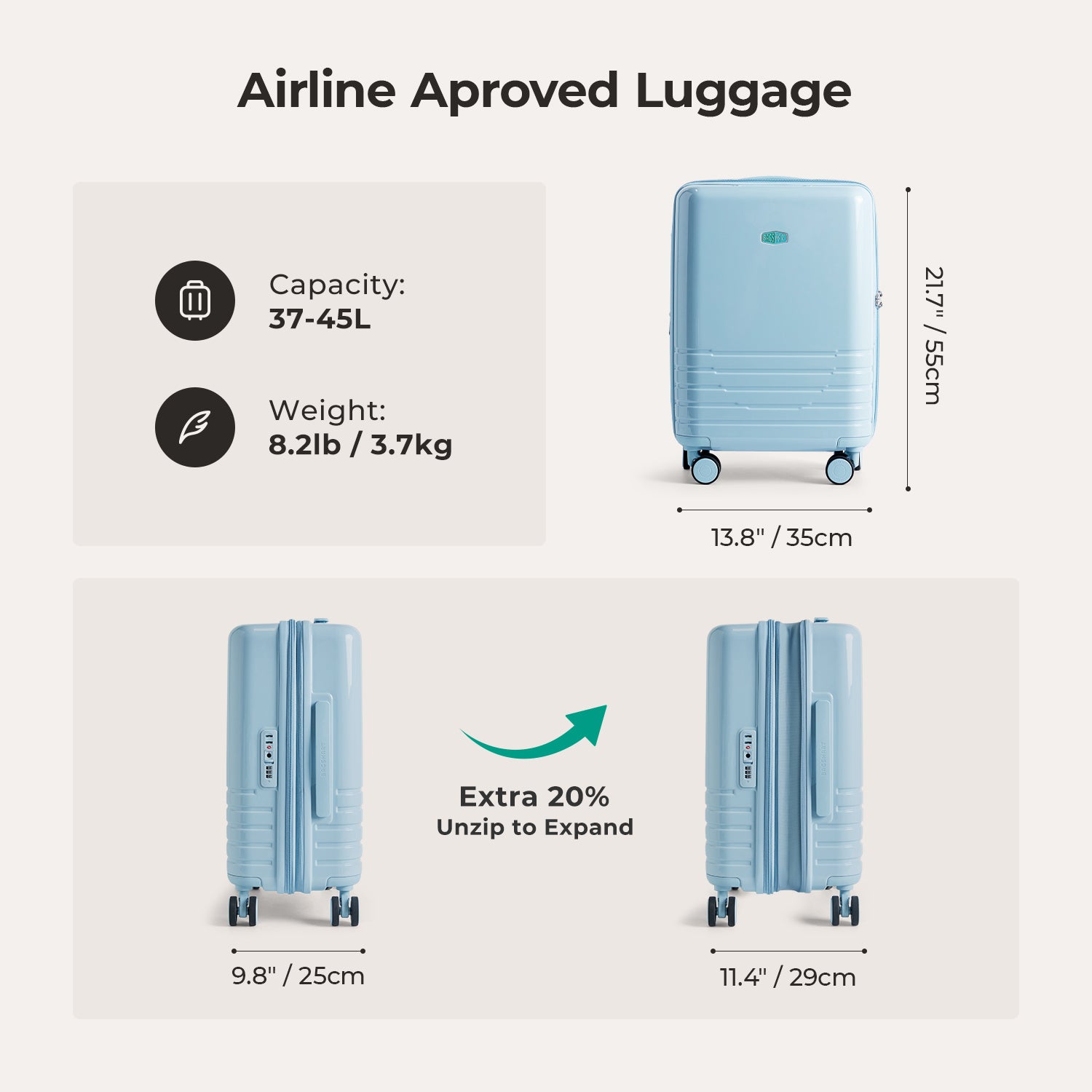 Getaway 20" GlideTech Wheels Expandable Carry-On Luggage