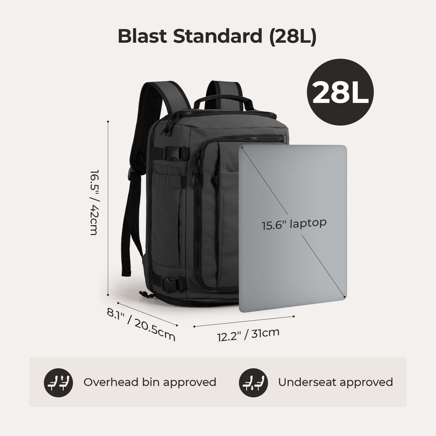 Blast Quick Access 28L-38L Carry On Travel Backpack